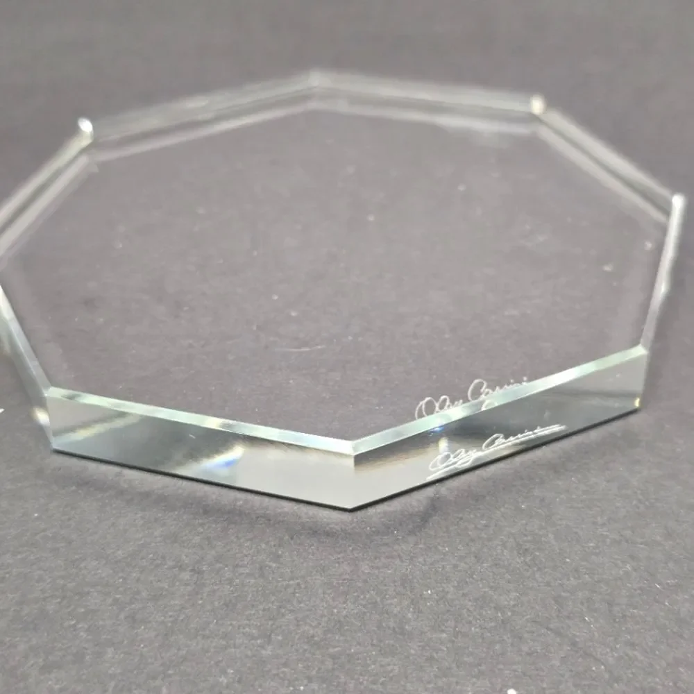 Oleg Cassini Clear Crystal Octagon Minimalist Coasters Set